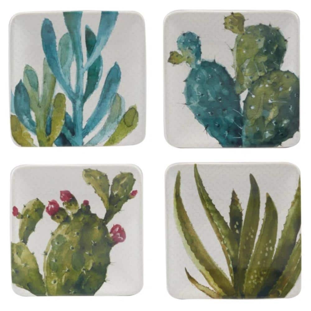 Cactus Verde Multicolor Canape Salad Plates (Set of 4) - Hercitys