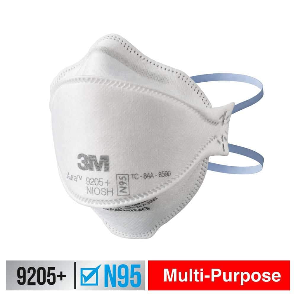 9205+ N95 Aura Particulate Disposable Respirator Foldable (3-Pack)(Case of 12) - Hercitys
