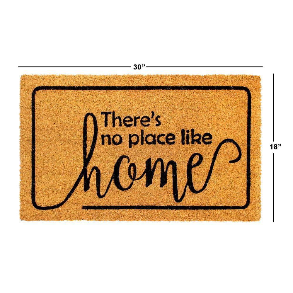 Welcome No Place Like Home Natural 18 in. x 30 in. Coir Non-Slip Outdoor Door Mat - Hercitys