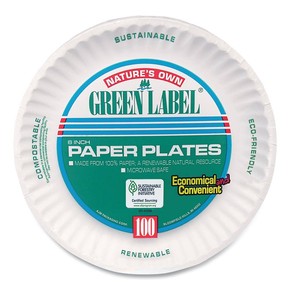 6 in. Uncoated Paper Plates in White (1000 Per Case) - Hercitys