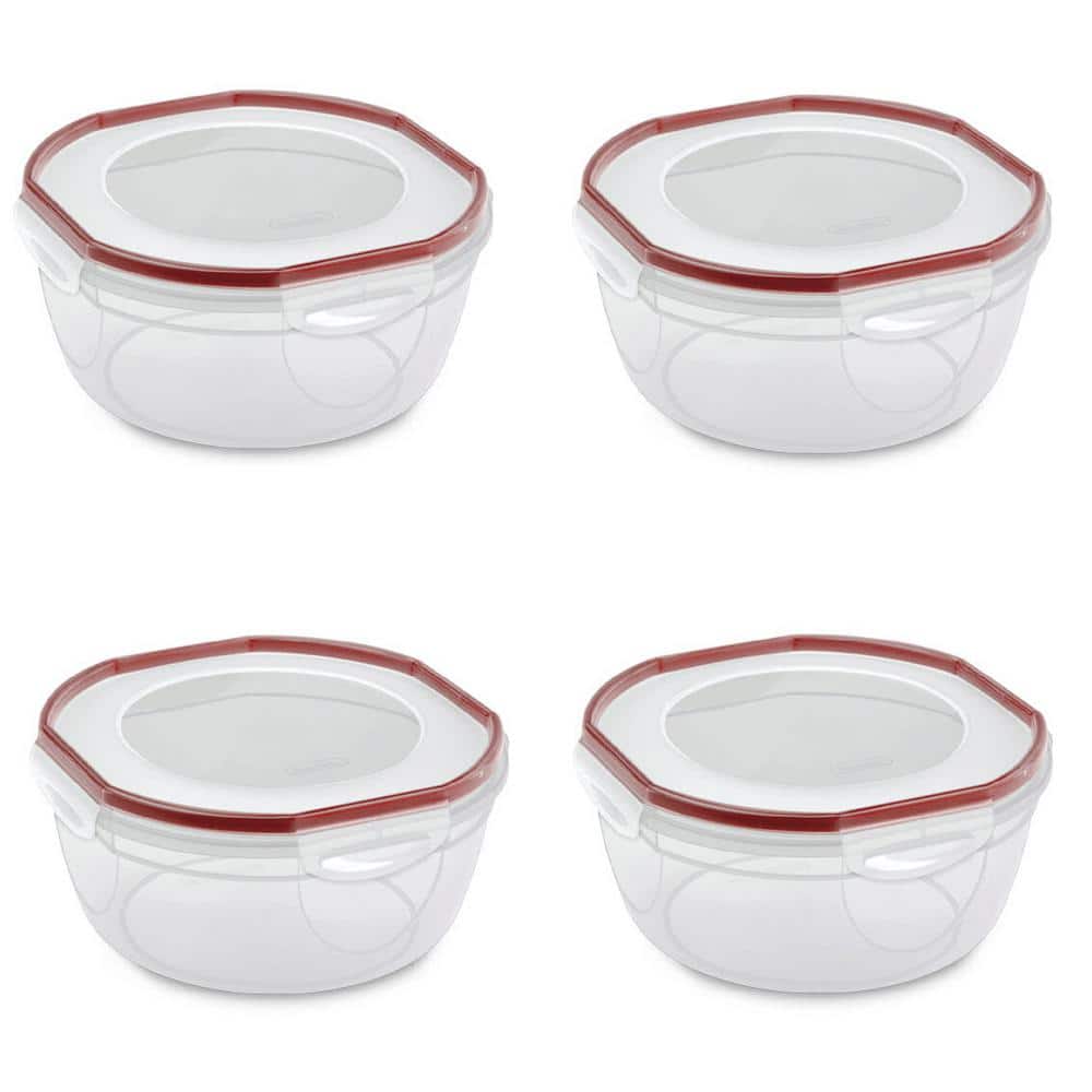 Ultra Seal 4.7 qt. Plastic Food Storage Bowl Container with Lid (4-Pack) - Hercitys