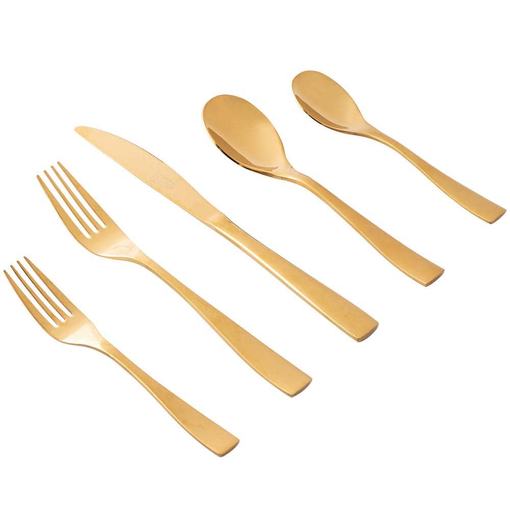 Holland Road 20-Piece Gold Stainless Steel Flatware Set - Hercitys