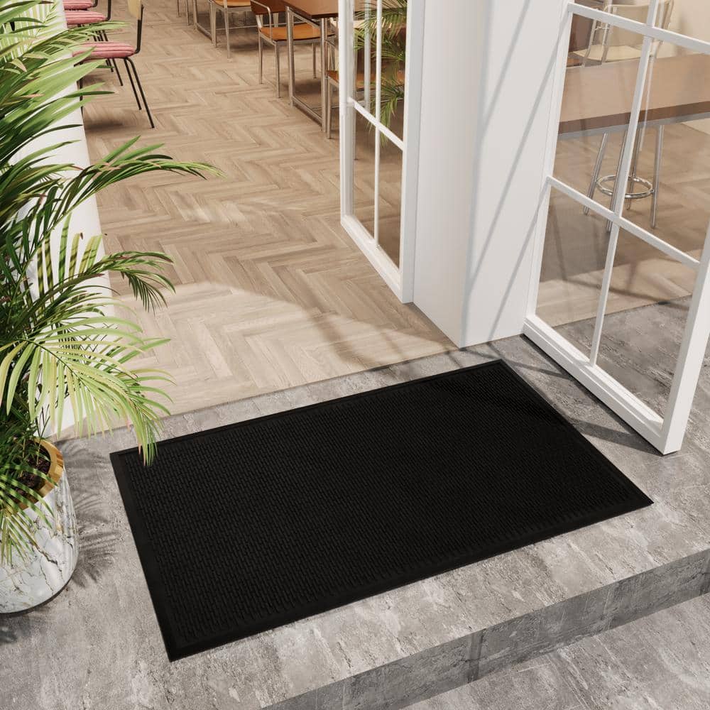 Easy clean, Waterproof Non-Slip 3×5 Indoor/Outdoor Rubber Doormat, 35 in. x 60 in., Black - Hercitys