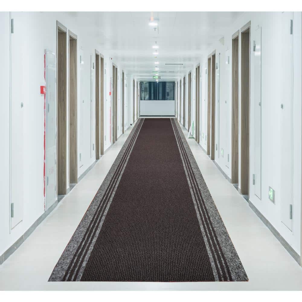 New Tracker Collection Brown 26 in. W x 420 in. L Stair Runner 75.94 sq. ft. - Hercitys