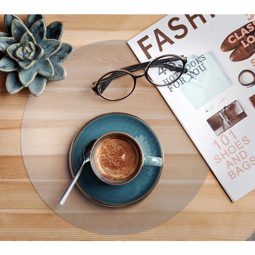 Desktex 8 in. x 8 in. Clear Polycarbonate Circular Mats (Pack of 2) - Hercitys