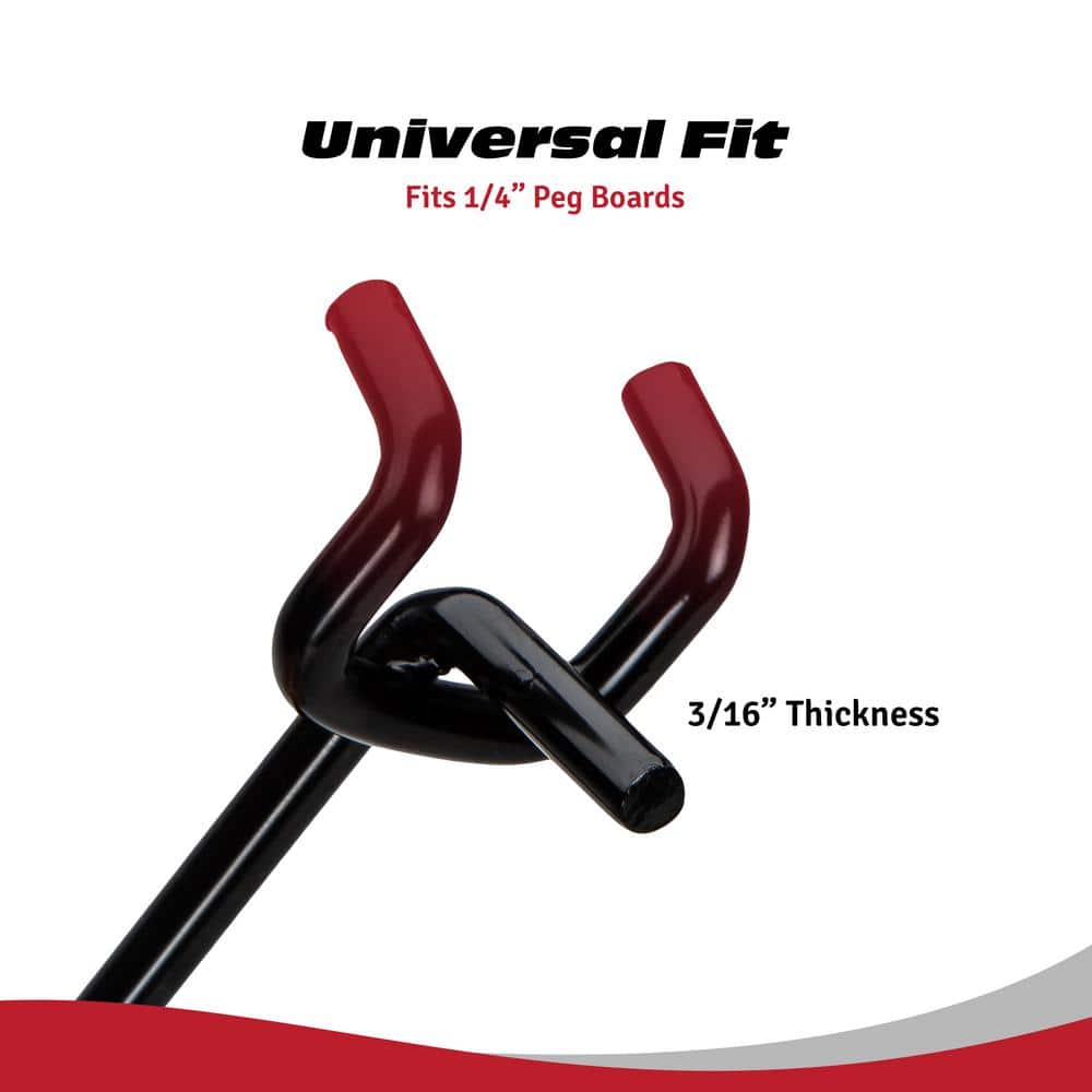 6 in. Black Steel Pegboard Hooks for 1/4 in. Pegboards (50-Piece) - Hercitys