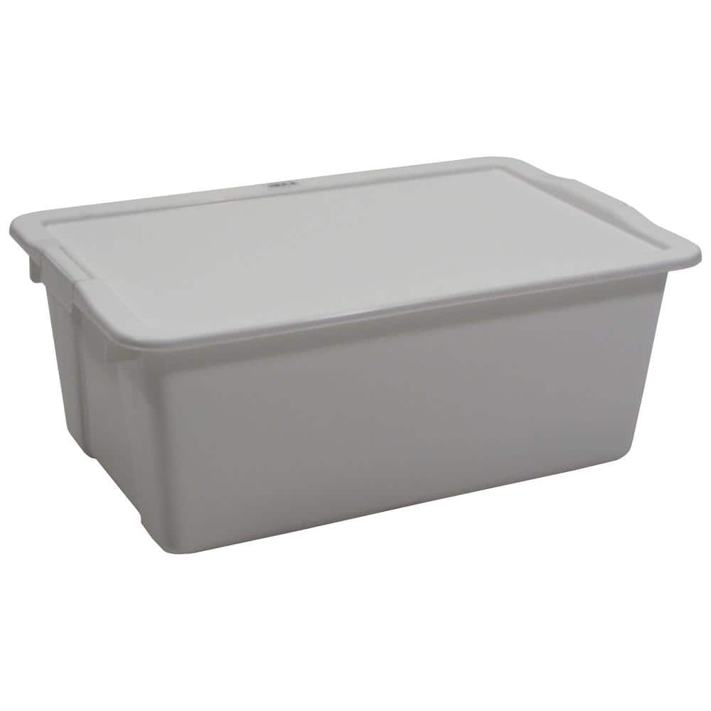 Taurus 11-Gal. Heavy Duty Storage Tote with Snap on Lid in White - Hercitys
