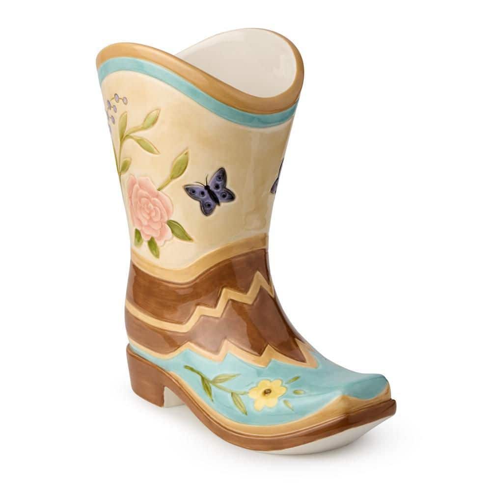 Ceramic Rosewood 3-D Boot Canister - Hercitys