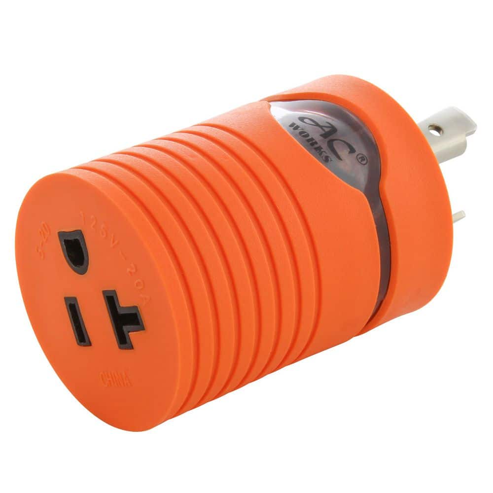 Adapter 20A 125V L5-20P Male Plug To 5-15/20R 15/20A T-blade Female Connector - Hercitys