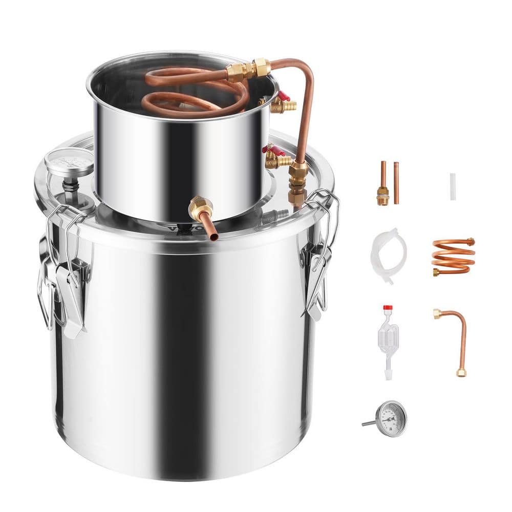 Alcohol Still, 5 Gal. / 19 L Stainless Steel Water Alcohol Distiller, Home Brewing Refining Fermentation Kit, Silver - Hercitys