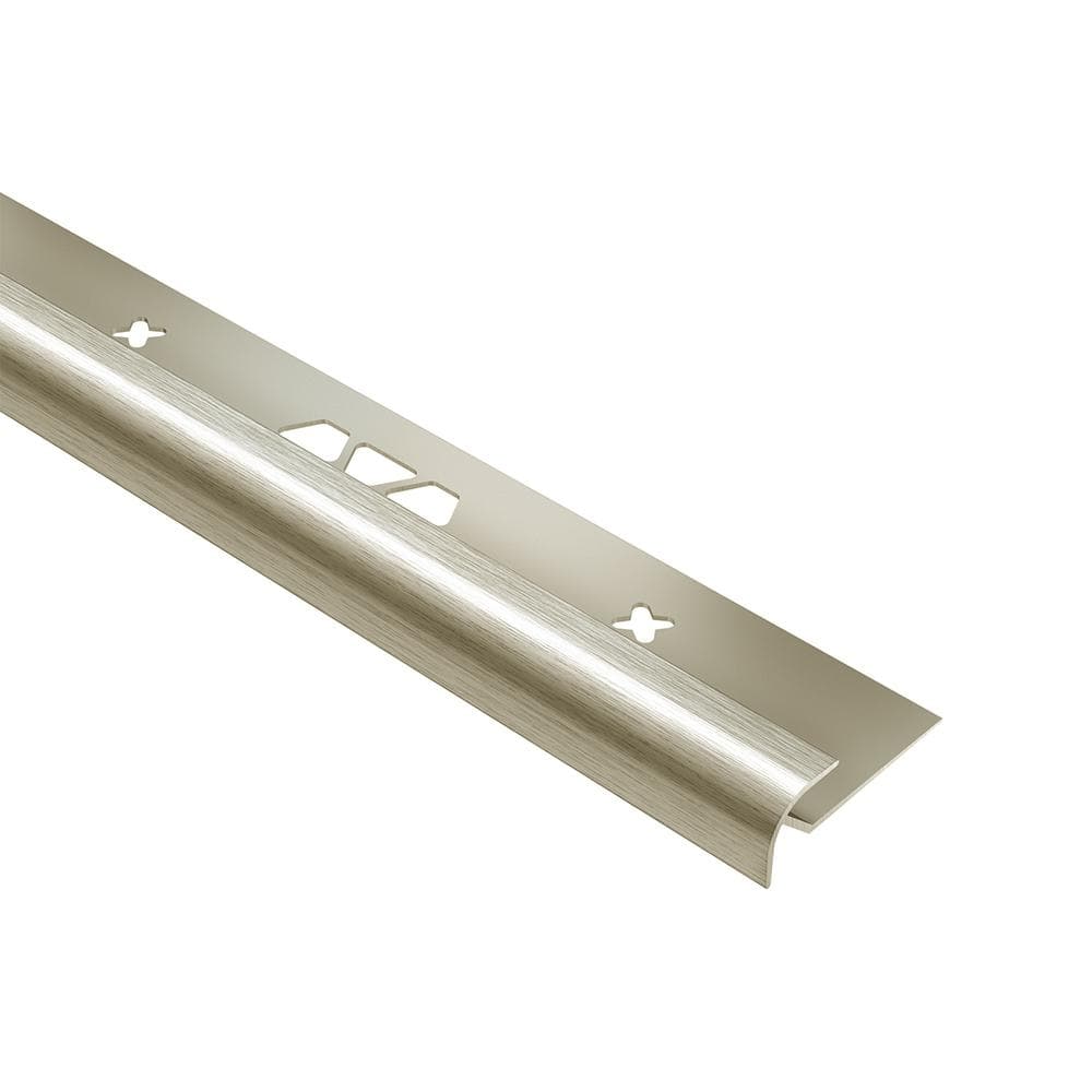 Vinpro-RO Brushed Nickel Anodized Aluminum 3/16 in. x 8 ft. 2-1/2 in. Metal Bullnose Resilient Tile Edge Trim - Hercitys