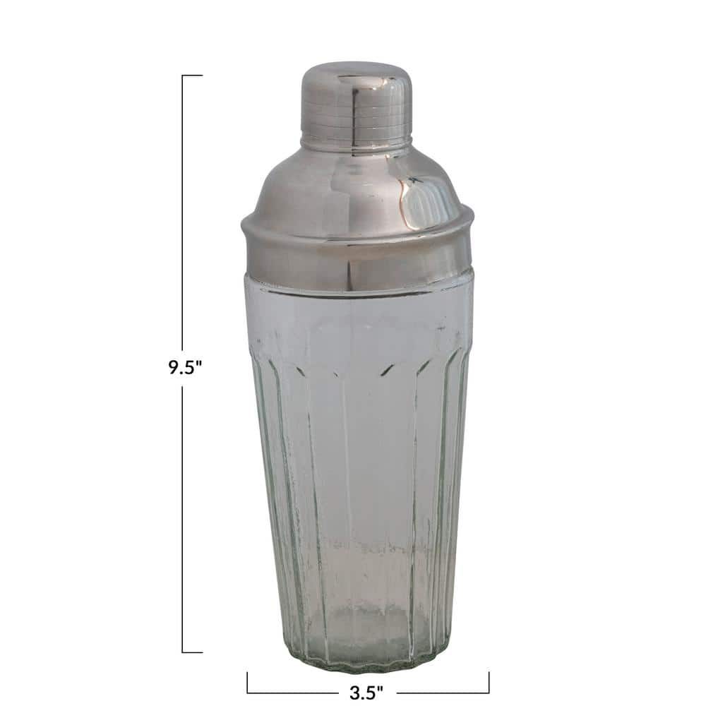 Clear Glass Cocktail Shaker with Stainless Steel Lid - Hercitys