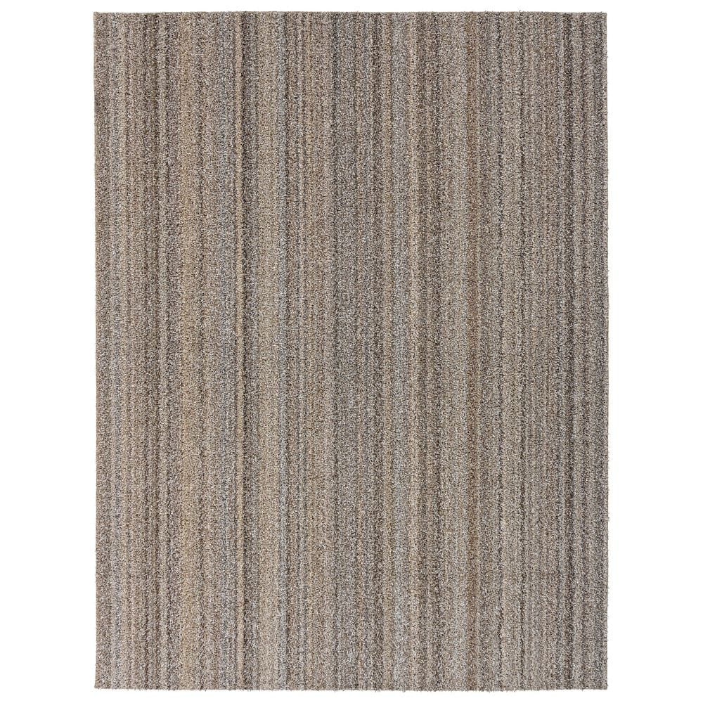 Striped Shag Multicolor Random Earth Tone 9 ft. x 12 ft. Stripe Rectangle Area Rug - Hercitys