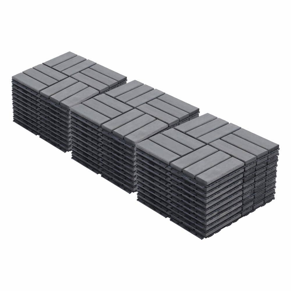 Gray 12 in. x 12 in. x 0.75 in. Thick Square Interlocking Deck Tiles Checker Pattern for Patio 30 sq. ft. (30-Pack) - Hercitys