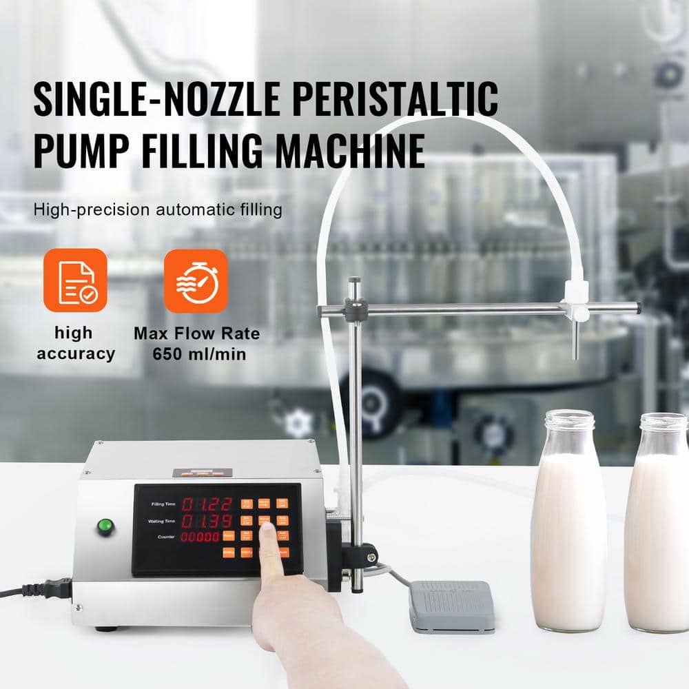 Automatic Liquid Filling Machine, 5-650ml Capacity, Peristaltic Pump Bottle Filler, Digital Control for Milk, Water - Hercitys
