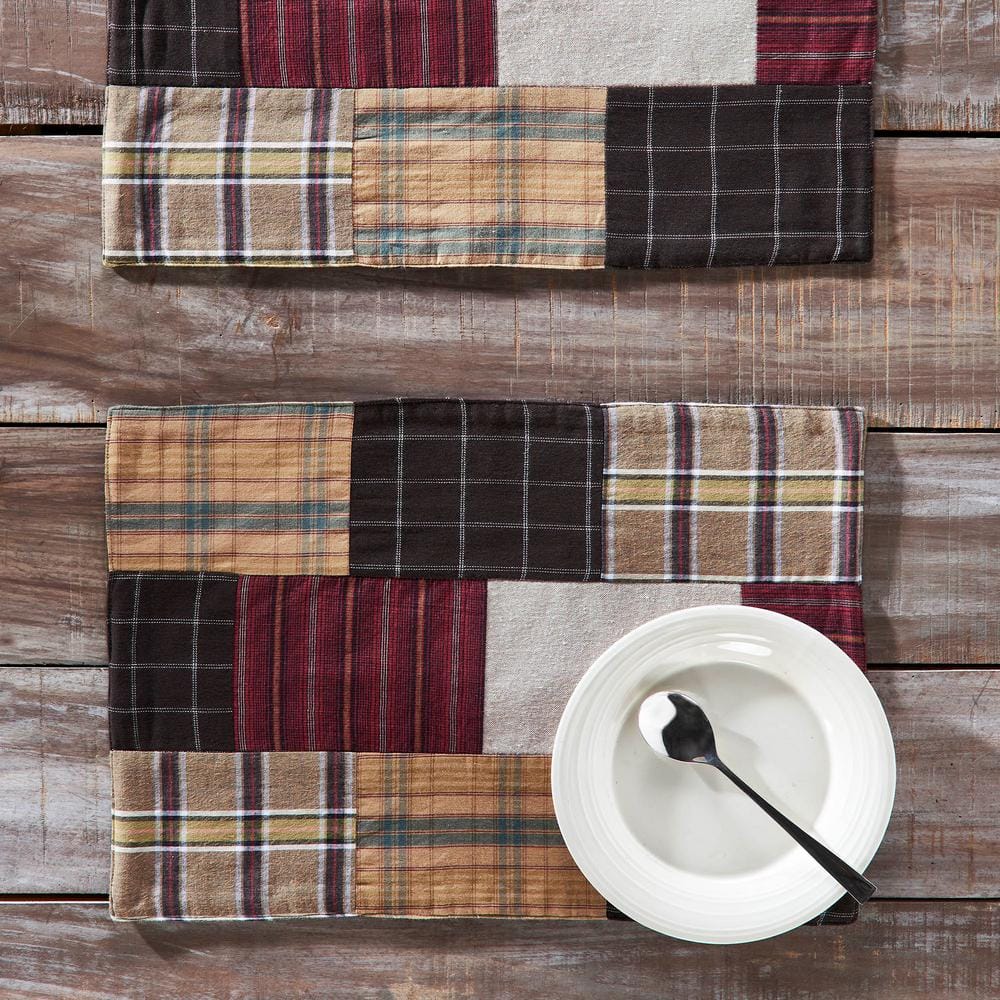 Wyatt 19 in. W x 13 in. H Multi Cotton Plaid Quilted Placemat (Set of 2) - Hercitys