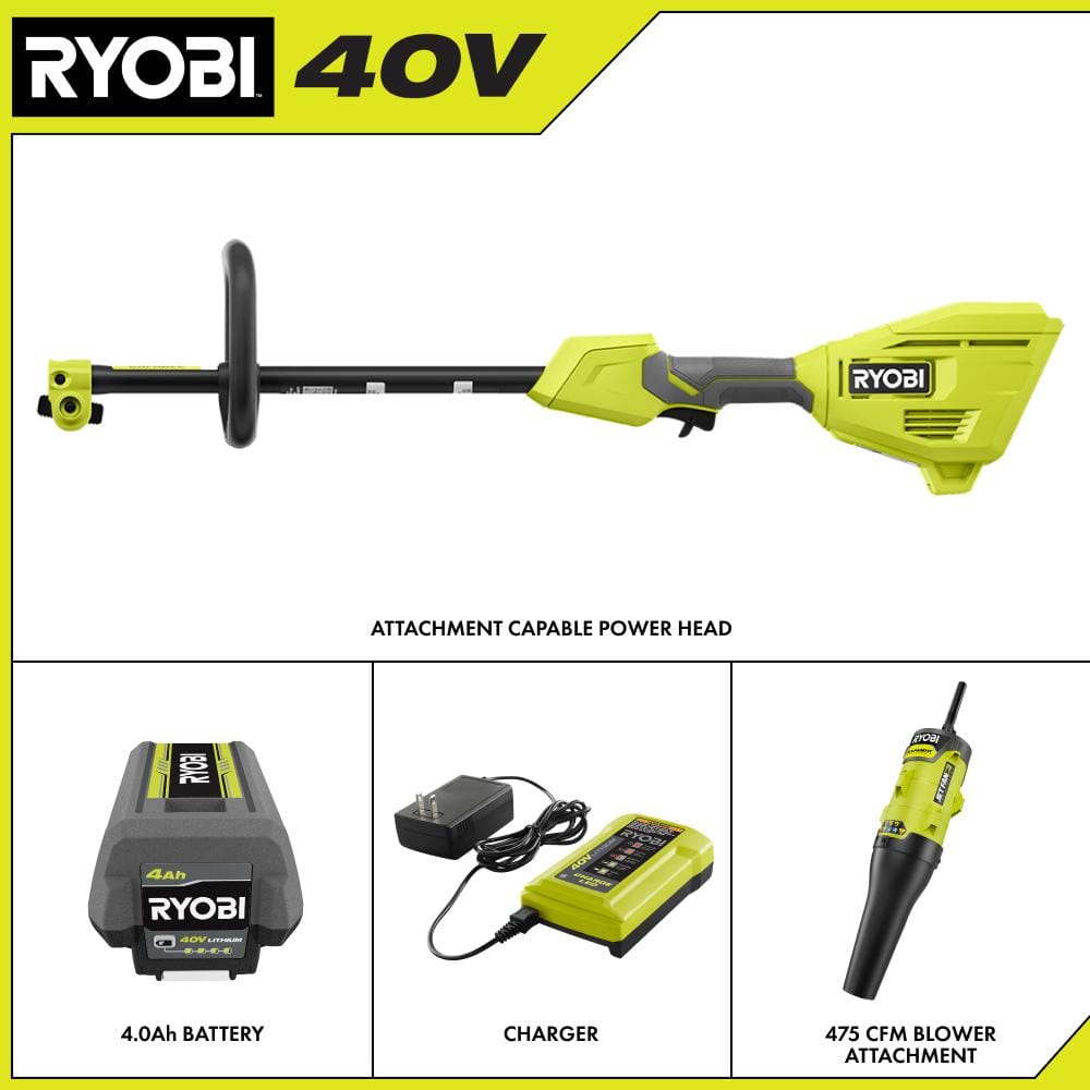40V Expand-It Cordless Battery Attachment Capable Powerhead Kit with Blower Attachment - Hercitys