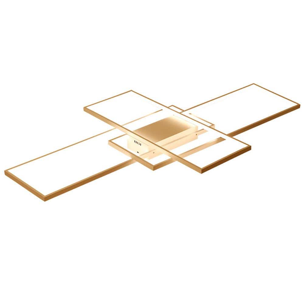 35 in. 1-Light Modern White Integrated LED Square Acrylic Dimmable Flush Mount Ceiling Light with Remote - Hercitys