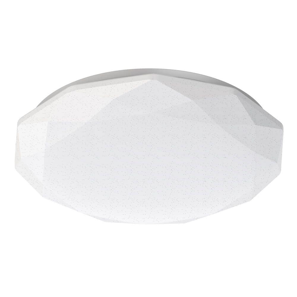 16 in. Diamond White Ceiling Light Integrated LED Flush Mount 5 Colors Adjustable Dimmable for Bedroom (1-Pack) - Hercitys