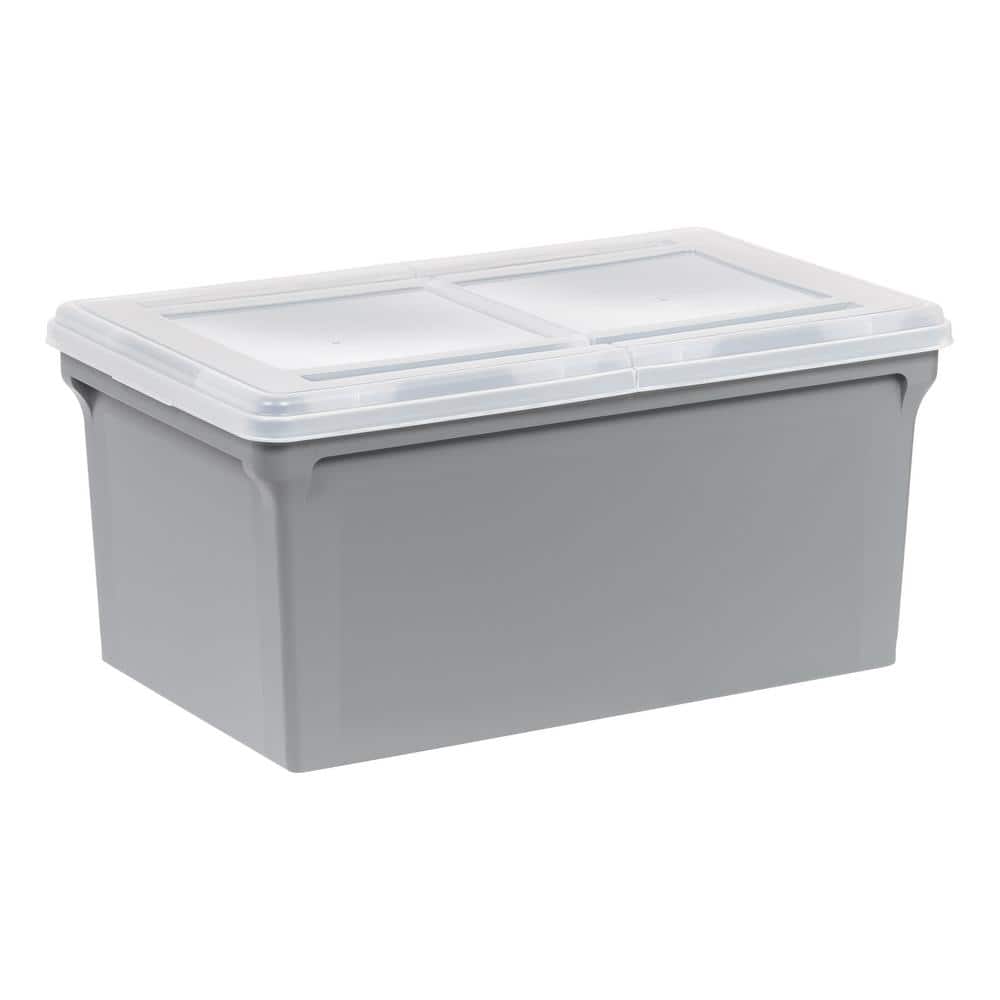 13.74 in. W x 10.75 in. H Split Lid Plastic Storage Bins/File Boxes, Gray, Single - Hercitys