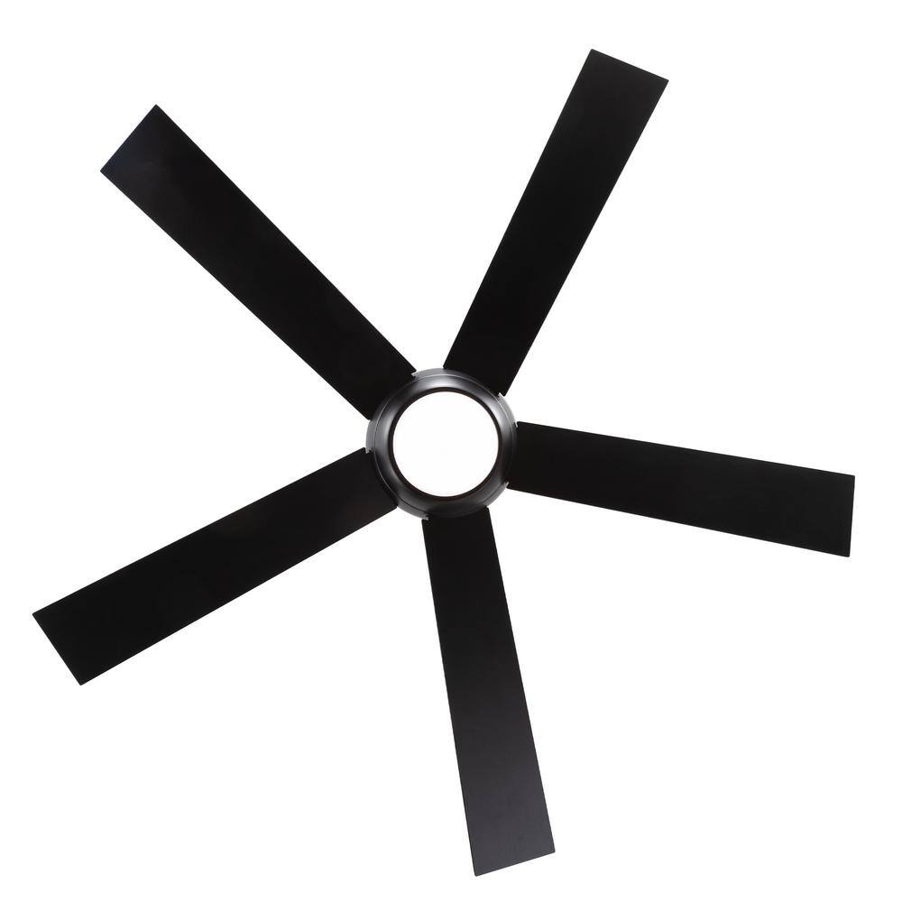 52 in. Indoor Matte Black Ceiling Fans with Adjustable White Integrated LED with 5-Black Blades and Remote Included - Hercitys