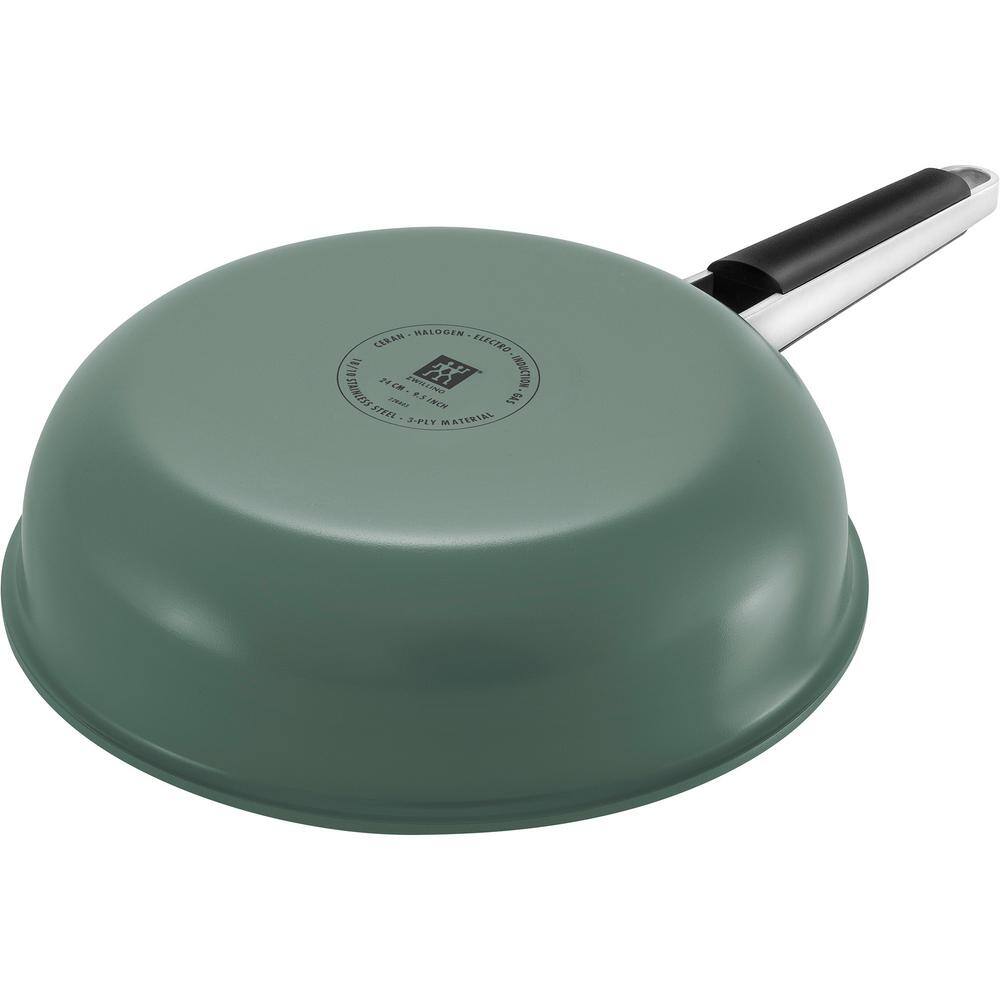 11 in. Green Stainless-Steel Ceramic Coated Nonstick Frying Pan - Hercitys