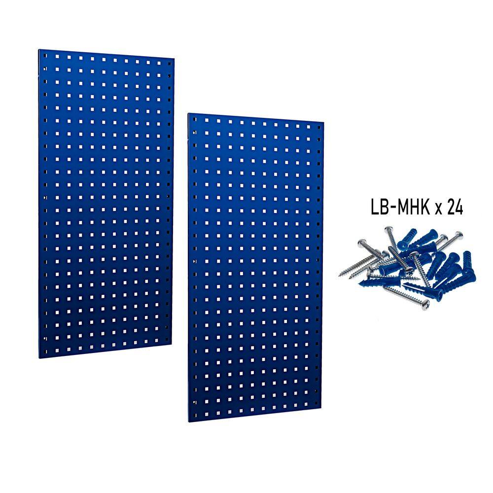(2) 18 in. W x 36 in. H x 9/16 in. D Blue Epoxy, 18-Gauge Steel Square Hole Pegboards - Hercitys