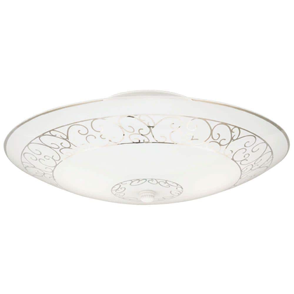 2-Light White with Scroll Design Semi-Flush Mount - Hercitys
