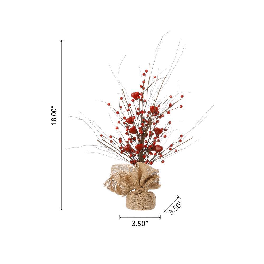18 in. H Lighted Valentine’s Berry Heart Table Tree - Hercitys