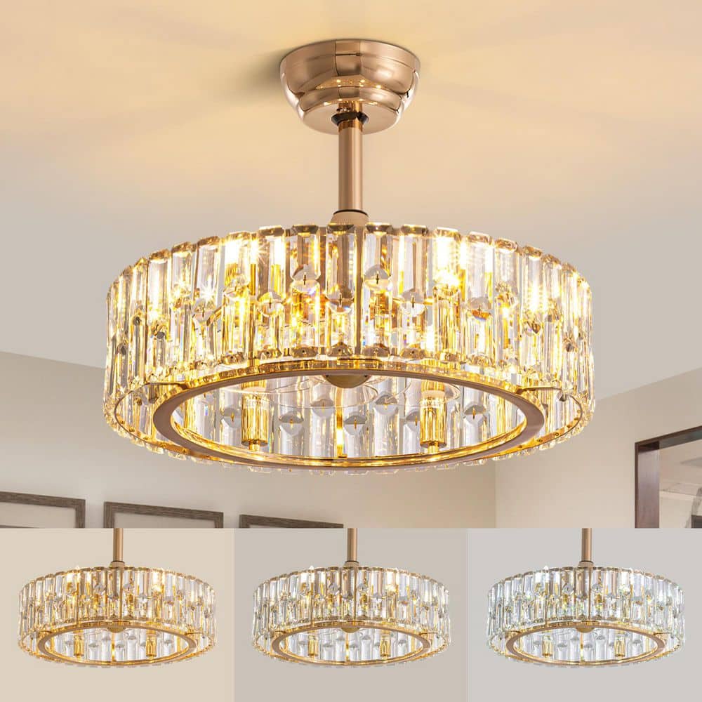 19.6 in. Indoor 6-Light Modern Gold Bladeless Ceiling Fan with Lights Reversible Rotation and Remote Control - Hercitys