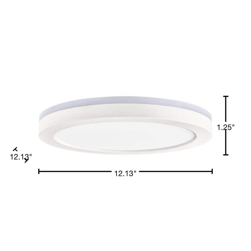 12 in. LED Flush Mount Smart CCT and RGB Selectable Matte White Finish with Night Light Powered by Hubspace - Hercitys