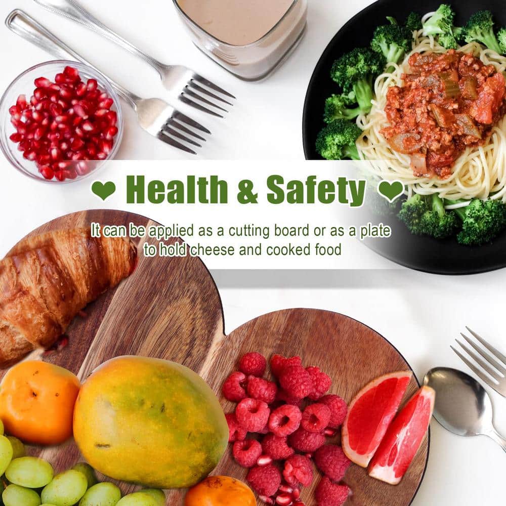 1-Piece Acacia Wood Heart Shaped Cutting Board Charcuterie and Cheese Board Gift-Ready (Classic Style) - Hercitys