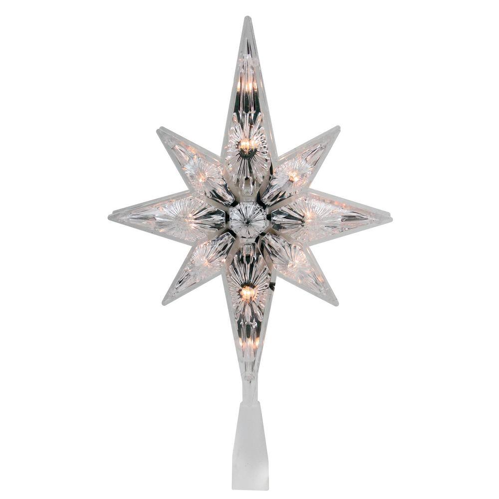 10.75 in. Faceted Star of Bethlehem Christmas Tree Topper – Clear Lights - Hercitys