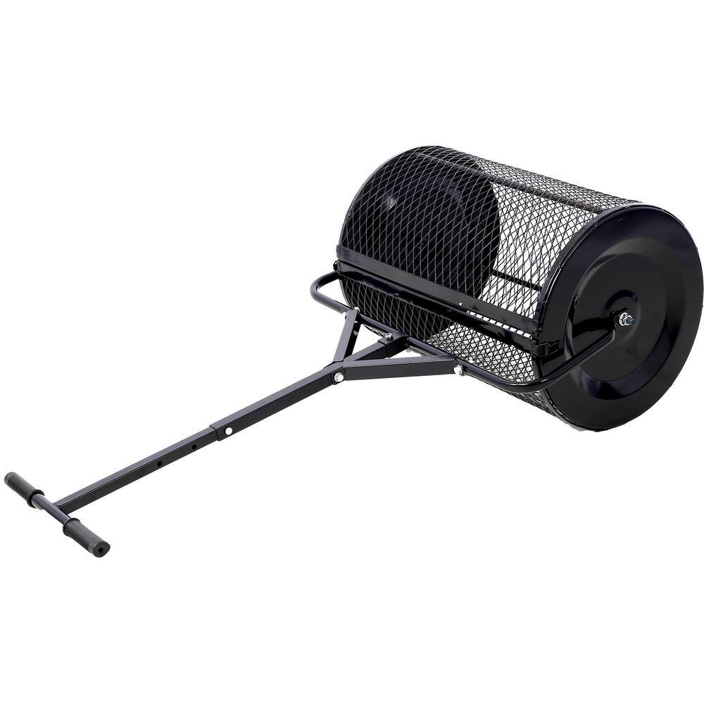 24 in. Compost Spreader Peat Moss Spreader for Lawn Garden Care-Black - Hercitys