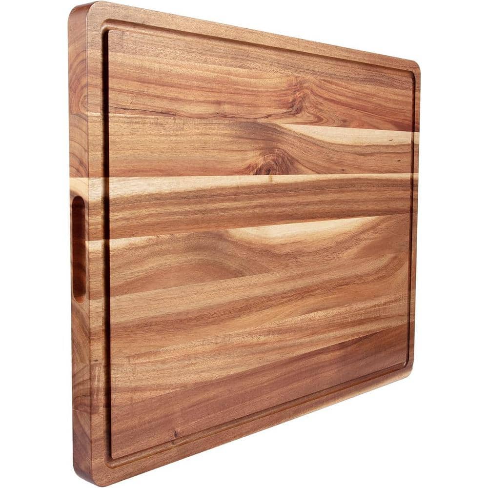 24 x 18 in. Rectangular Extra Large Acacia Wood Cutting Board Juice Groove, Reversible Meat Veggies - Hercitys