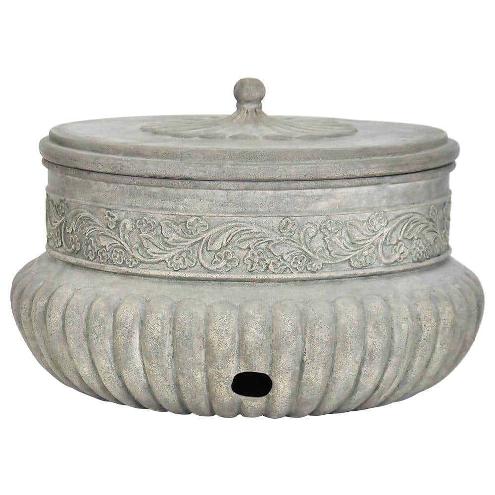 21.75 in. Dia Special Aged Granite Cast Stone Fiberglass Hose Pot - Hercitys