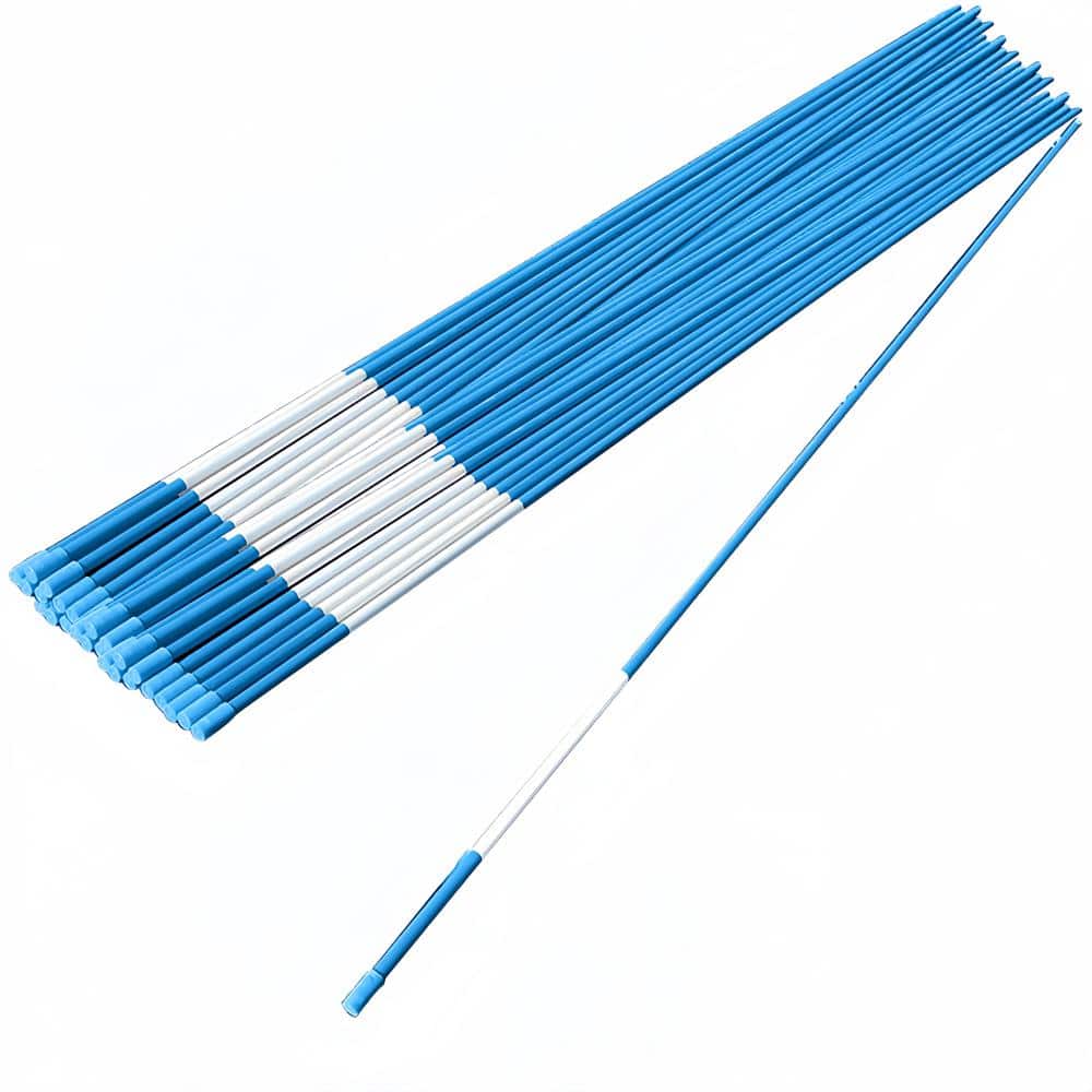 48 in Solid Blue High Visible 1/4 in. Dia Snow Poles, Driveway Markers with 360° Reflective Strip (20-Pack) - Hercitys