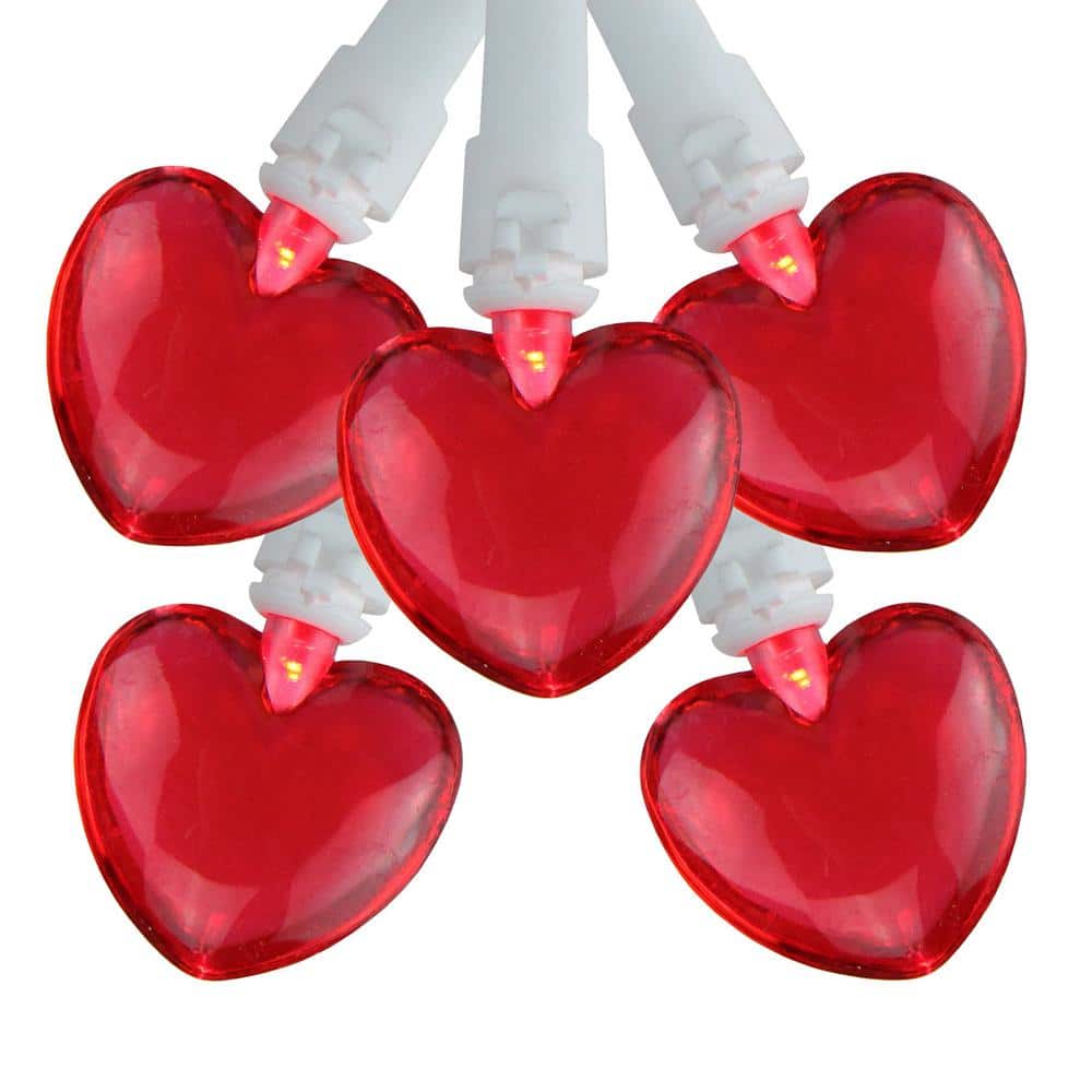 4.75 ft. 20-Light Red Valentine’s Day Heart Mini LED Lights with White Wire - Hercitys