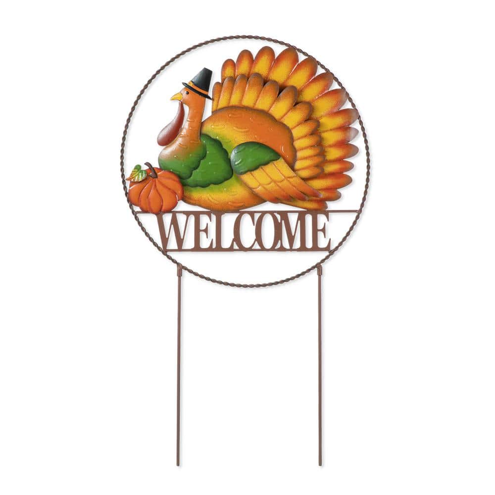 30 in. H Thanksgiving Metal “WELCOME” Turkey Yard Stake - Hercitys