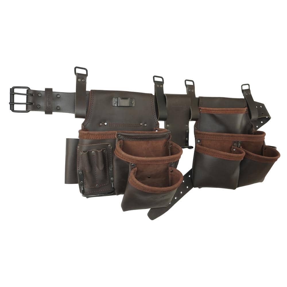 10-Pocket Oil Tanned Leather Tool Pouch Set - Hercitys