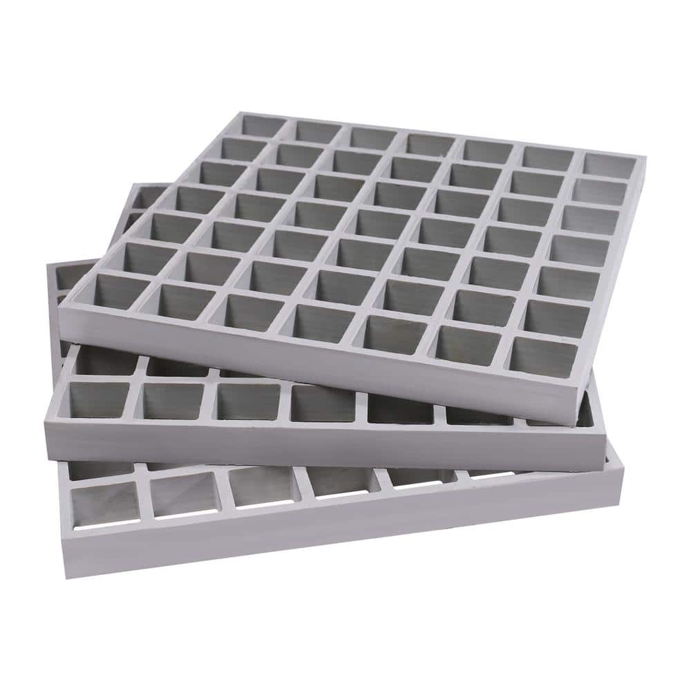 10.6 in. x 10.6 in. x 1 in. Gray Plastic Paver Fiberglass Molded Grating, 1.5 in. x 1.5 in. x 1 in. - Hercitys