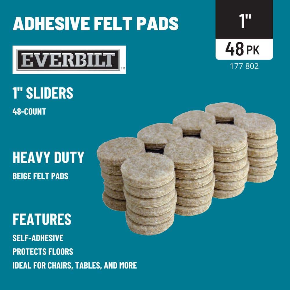1 in. Beige Round Felt Heavy Duty Self Adhesive Furniture Pads (48-Pack) - Hercitys