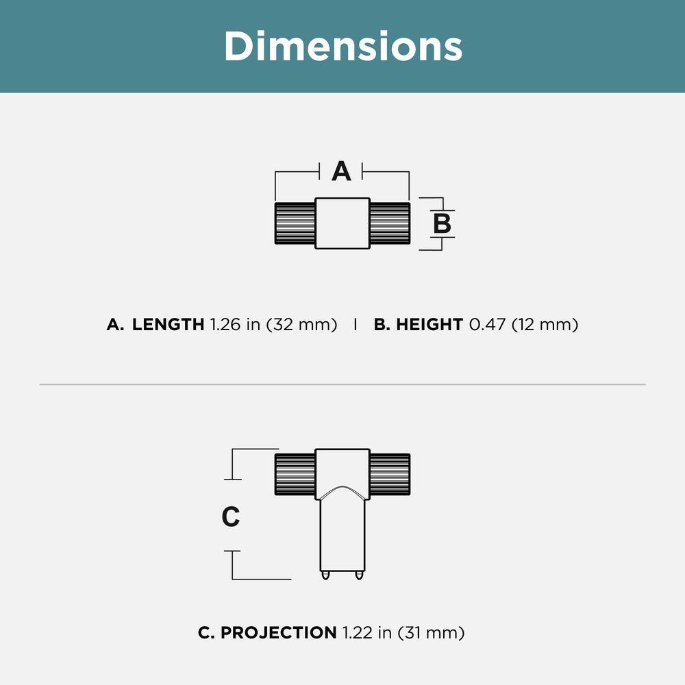 (10-Pack) Fluted 1-1/4 in. (32 mm) Modern Matte Black and Modern Gold T-Shaped Bar Cabinet Knobs - Hercitys