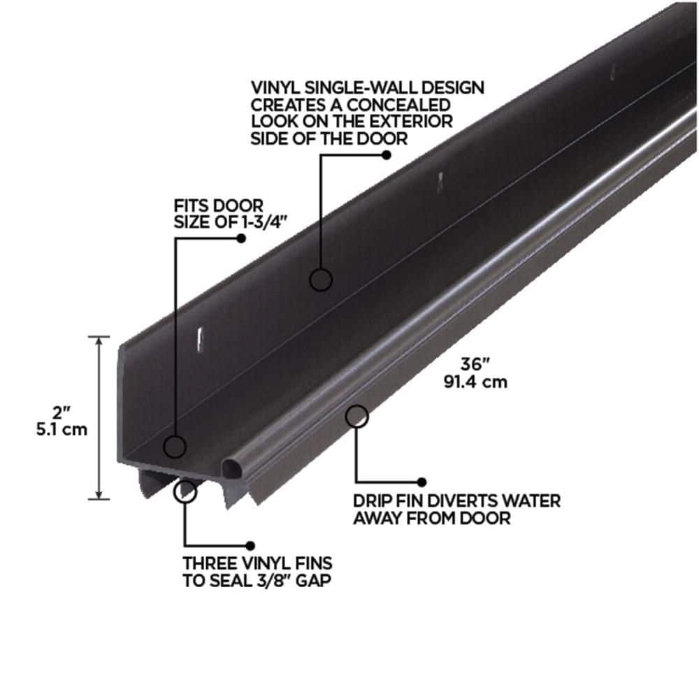 2 in. x 36 in. Brown Vinyl L-Shape Screw-on Door Bottom Weatherstripping - Hercitys