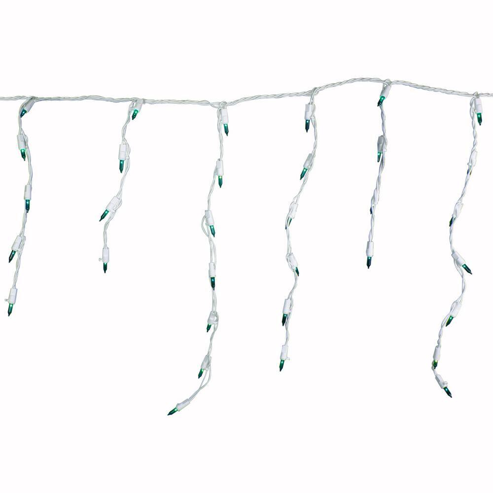 100-Count Teal Mini Icicle Christmas Lights 3.5 ft. White Wire - Hercitys
