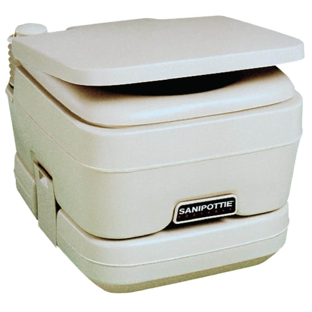 2.5 Gal. Adult Size SaniPottie 962 Portable Toilet with Bellows Flush in White - Hercitys