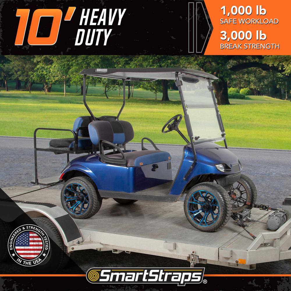 10 ft. Orange Tactical Ratchet Tie Down Straps with 1,000 lb. Safe Work Load – 2 pack - Hercitys