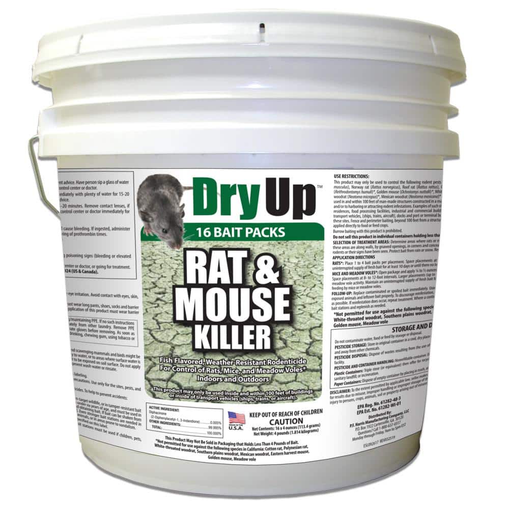 4 lbs. Dry Up Rat and Mouse Killer Pellets (4 oz. 16-Pack) - Hercitys