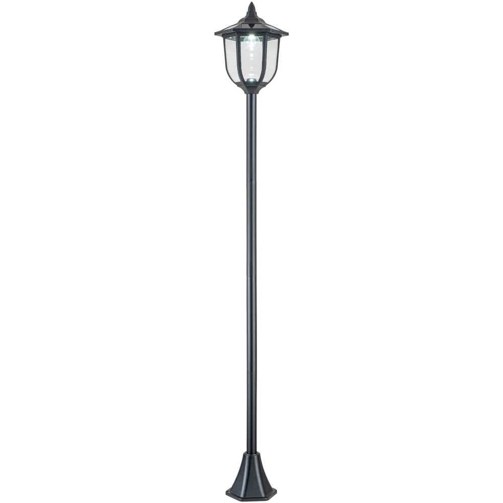 1-Light Black Dusk to Dawn Weather Resistant Stainless Steel and Plastic Solar LED Outdoor Post Light - Hercitys