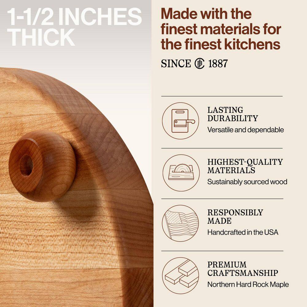 12 in. x 12 in. Round Wooden Edge Grain Cutting Board - Hercitys